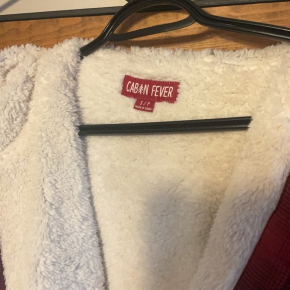 CABIN FEVER  Red and White Teddy Jacket with Cozy Sherpa Lining - Picture 2 of 7